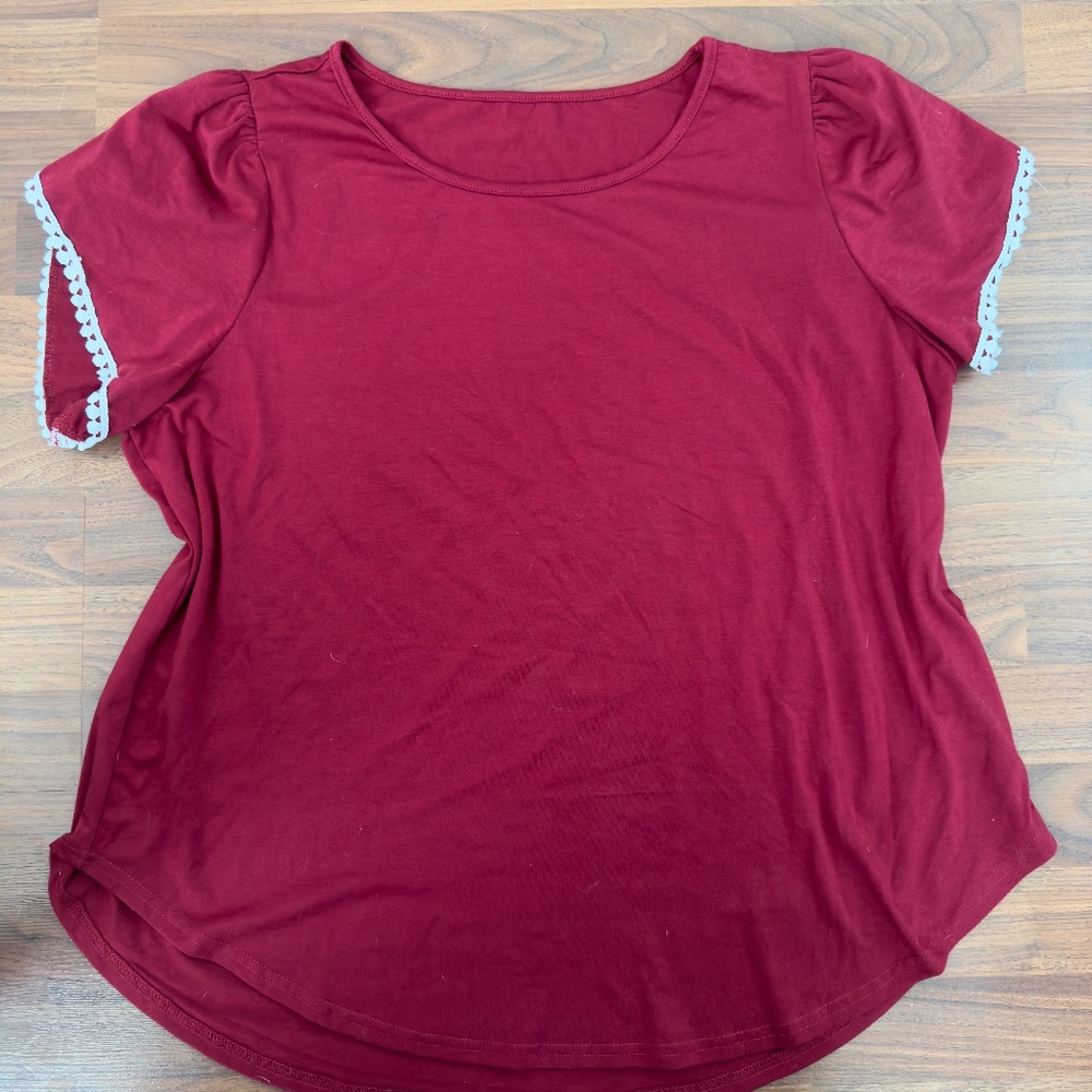 Shein Maroon Plus Size top with white detail Size 2X